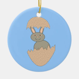 Bunny Hatching from Egg Weird Ornament