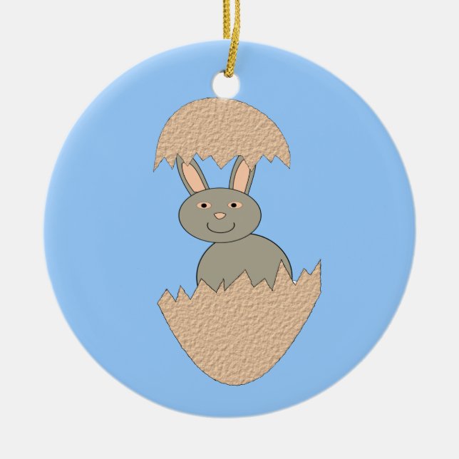 Bunny Hatching from Egg Weird Ornament (Front)
