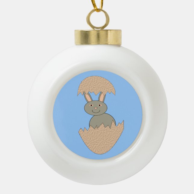 Bunny Hatching from egg Weird Ornament (Front)