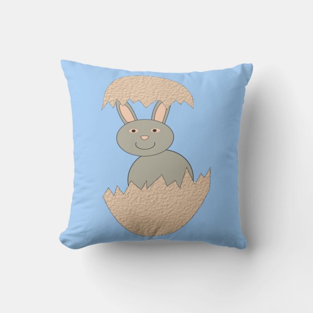 Bunny Hatching from Egg Weird Outdoor Pillow (Front)