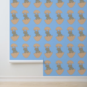 Bunny Hatching from Egg Weird Patterned Wallpaper