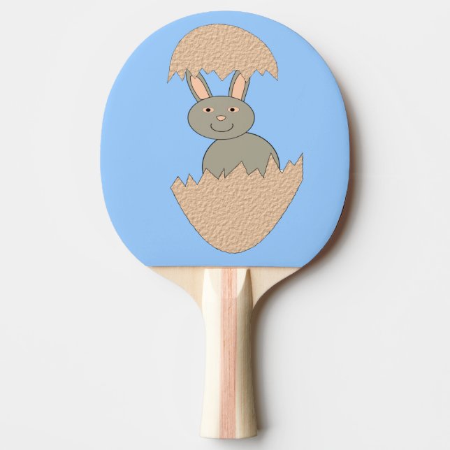 Bunny Hatching from Egg Weird Ping Pong Paddle (Front)