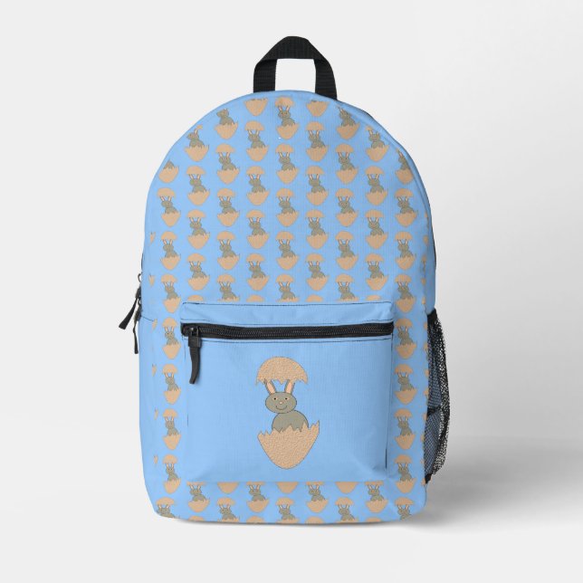 Bunny Hatching from Egg Weird Printed Backpack (Front)
