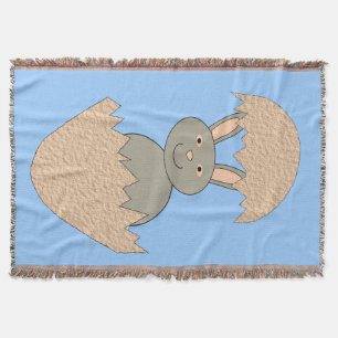 Bunny Hatching from Egg Weird Throw Blanket
