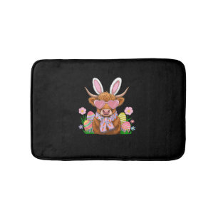 Bunny Highland Cow Easter Farmer Women Kids Easter Bath Mat