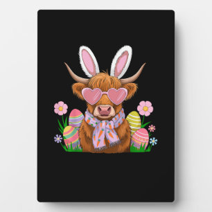 Bunny Highland Cow Easter Farmer Women Kids Easter Plaque