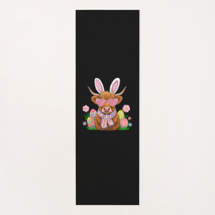 Bunny Highland Cow Easter Farmer Women Kids Easter Yoga Mat