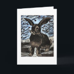 Bunny Holiday Card<br><div class="desc">Original is a linocut with watercolor by Lora Shelley.</div>
