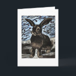 Bunny Holiday Card<br><div class="desc">Original is a linocut with watercolor by Lora Shelley.</div>