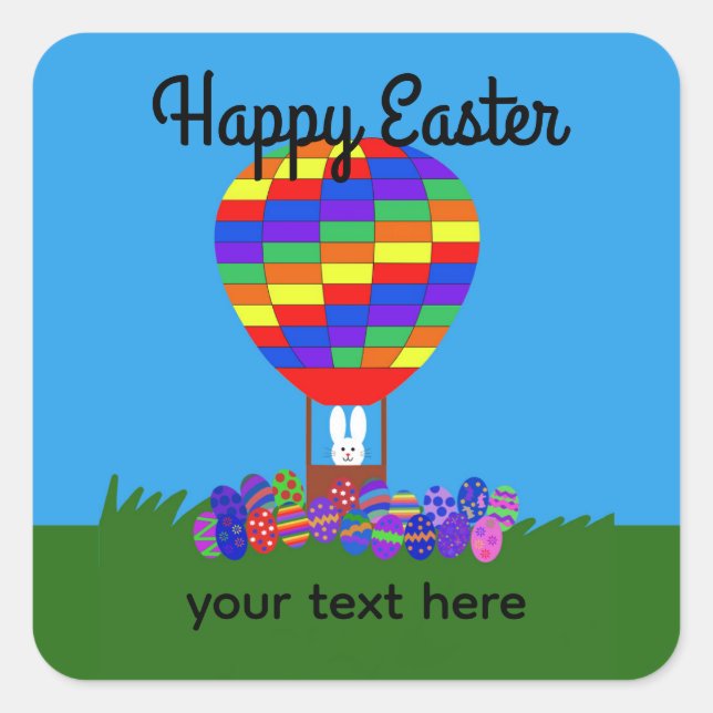 Bunny Hot Air Balloon #2-2 Stickers (Front)