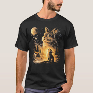 Bunny Howling To The Moon Vintage 90S Animal T-Shirt