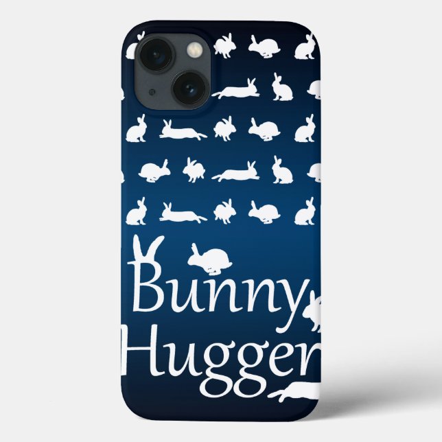 Bunny Hugger iPad Case (Dark/Light Blue) (Back)