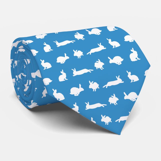 Bunny Hugger Tie (Blue) (Rolled)