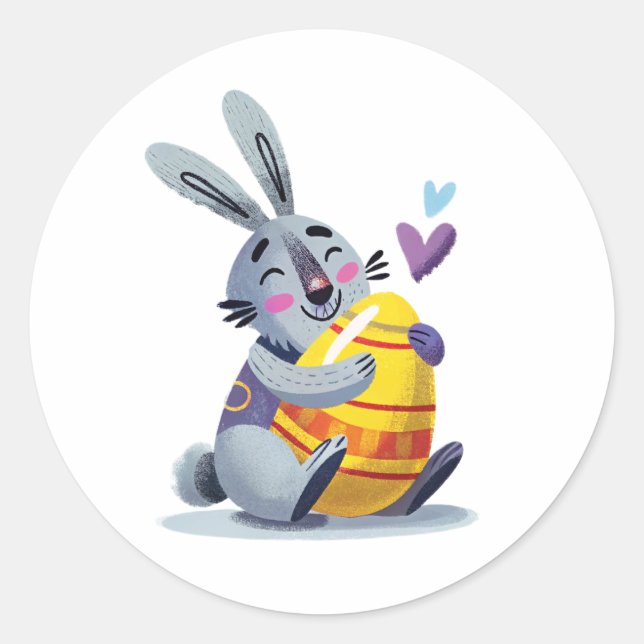 Bunny Hugging Egg Sticker (Front)