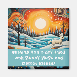 Bunny hugs and carrot kisses magnet
