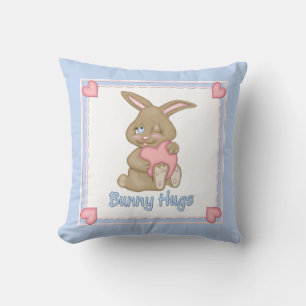 Bunny Hugs Blue Cushion