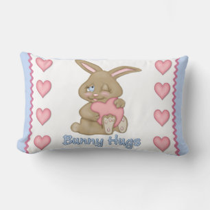 Bunny Hugs Blue Lumbar Cushion
