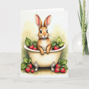 Bunny In A Basin Cute Art Card