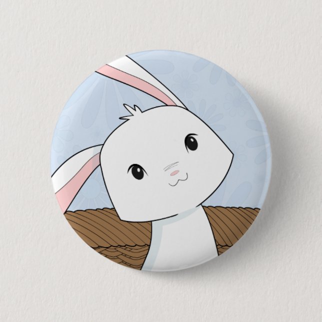 Bunny in a Basket Closeup Easter Button (Front)