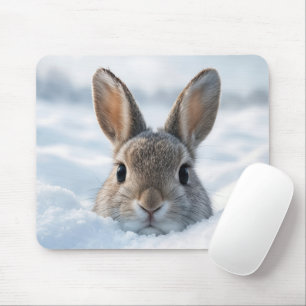 Bunny In a Deep Snowdrift Mouse Pad