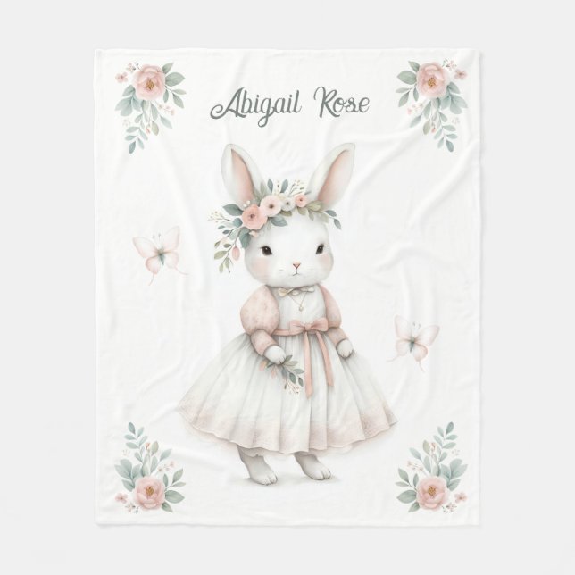 Bunny in a Dress Fleece Blanket (Front)