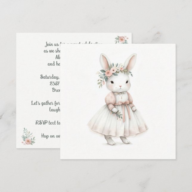 Bunny in a Dress Invitation (Front/Back)