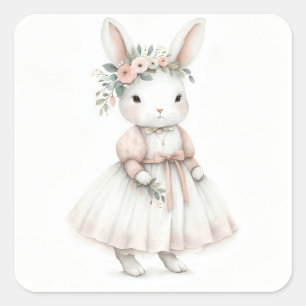 Bunny in a Dress Square Sticker