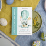 Bunny In A Hot Balloon-Egg Hunt & Brunch Invite<br><div class="desc">A cute easter bunny in a hut balloon with flowers and a basket,  a customisable invitation for an egg hunt,  and a brunch.</div>