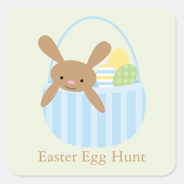 Bunny in Basket Easter Brunch Square Sticker (Front)