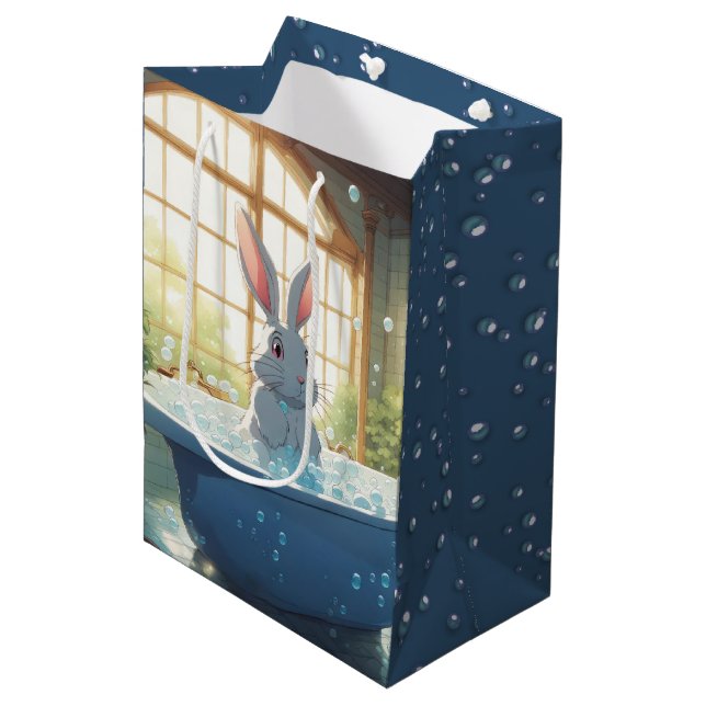Bunny In Bubble Bath Medium Gift Bag (Front Angled)