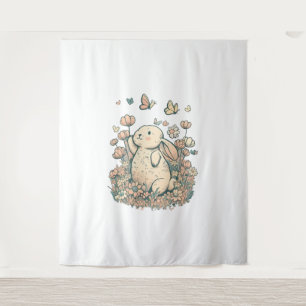 Bunny in Flowers Tapestry