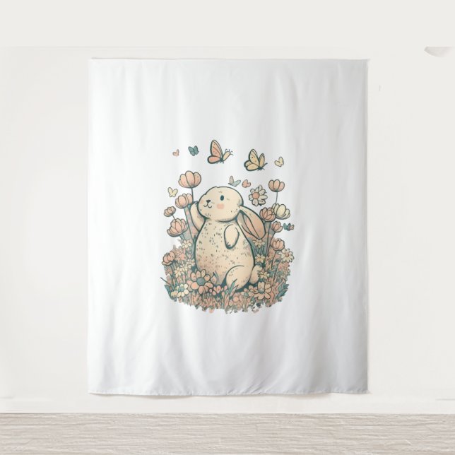 Bunny in Flowers Tapestry (Front)