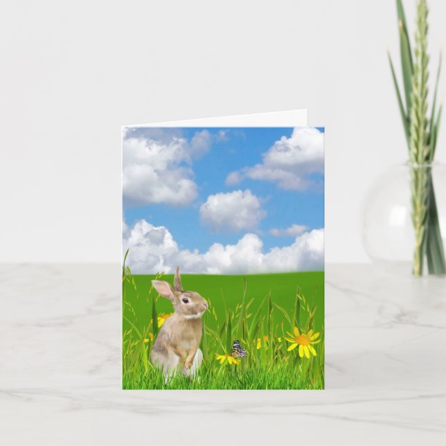 Bunny In Grass Thank You Card (Front)