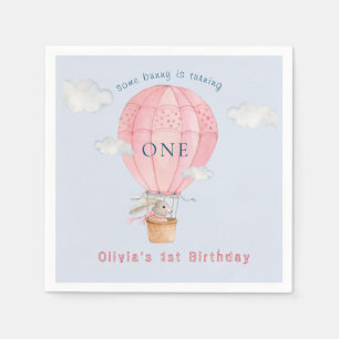 Bunny in Hotair balloon pastel colour birthday Napkin
