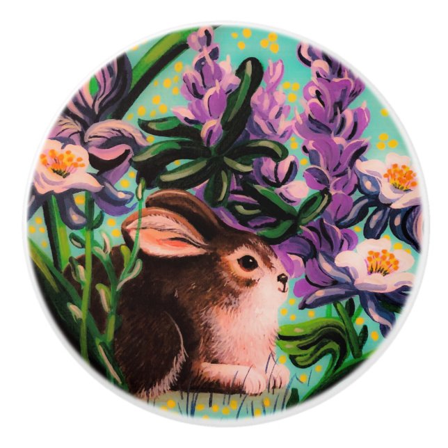Bunny in Iris Drawer Knob (Front)
