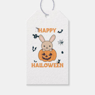 Bunny In Pumpkin Cute Bunnies Happy Halloween Gift Tags