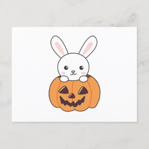 Bunny In Pumpkin Cute Bunnies Happy Halloween Postcard