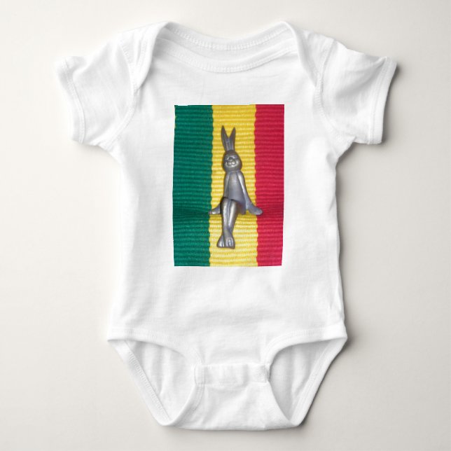 Bunny in Rasta Colours: A Touch of Groovy Art Prin Baby Bodysuit (Front)