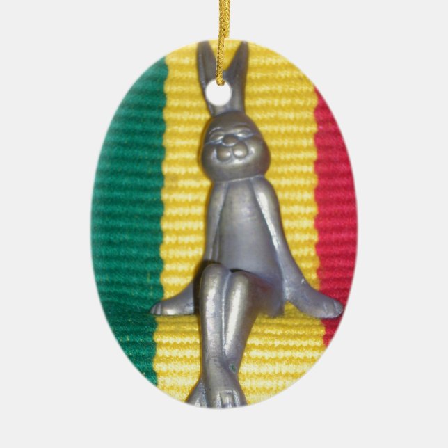 Bunny in Rasta Colours: A Touch of Groovy Art Prin Ceramic Ornament (Front)