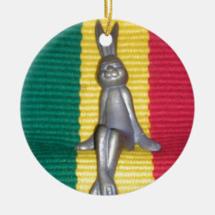Bunny in Rasta Colours: A Touch of Groovy Art Prin Ceramic Ornament