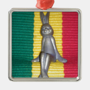 Bunny in Rasta Colours: A Touch of Groovy Art Prin Metal Ornament