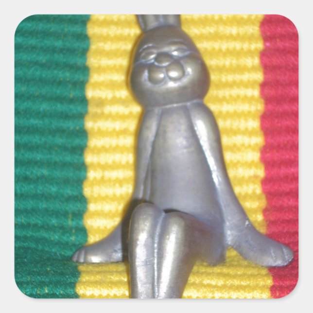 Bunny in Rasta Colours: A Touch of Groovy Art Prin Square Sticker (Front)