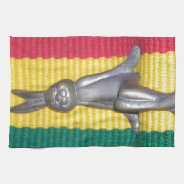Bunny in Rasta Colours: A Touch of Groovy Art Prin Tea Towel (Horizontal)