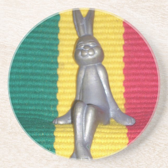 Bunny in Rasta Colours: A Touch of Groovy Coaster (Front)