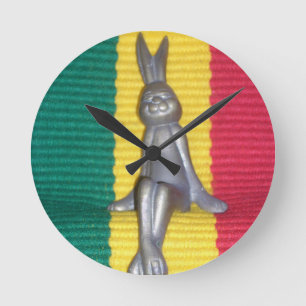 Bunny in Rasta Colours: A Touch of Groovy Round Clock