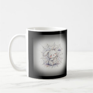 Bunny in Sparkling Spiderweb Halloween Coffee Mug