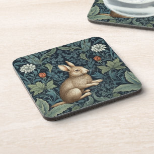 Bunny in the forest art nouveau coaster