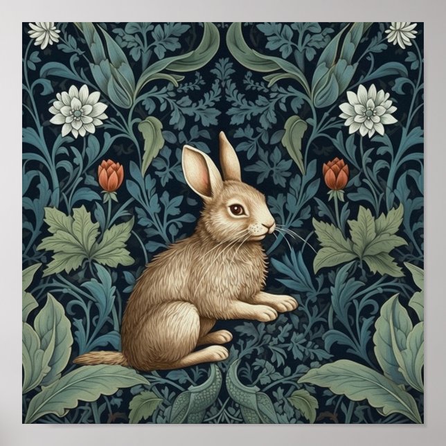 Bunny in the forest art nouveau poster (Front)