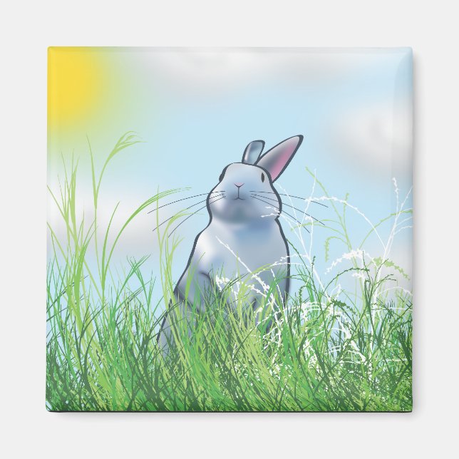 Bunny in the Grass Magnet (Front)