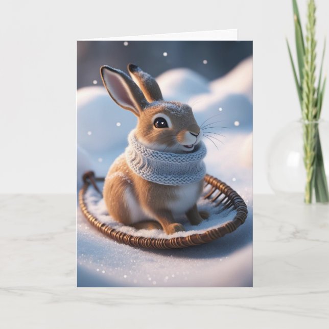 Bunny in the Snow  Holiday Card (Front)